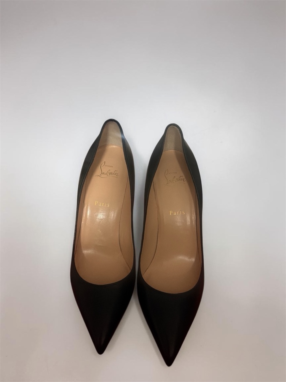 Christian Louboutin Black Pointed-Toe Leather Pumps